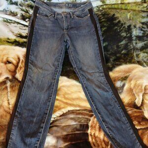VINTAGE EARLY 2000'S CODE BLEU CHOLE SKINNY SZ 6/27R JEANS RARE W/LEATHER STRIPE